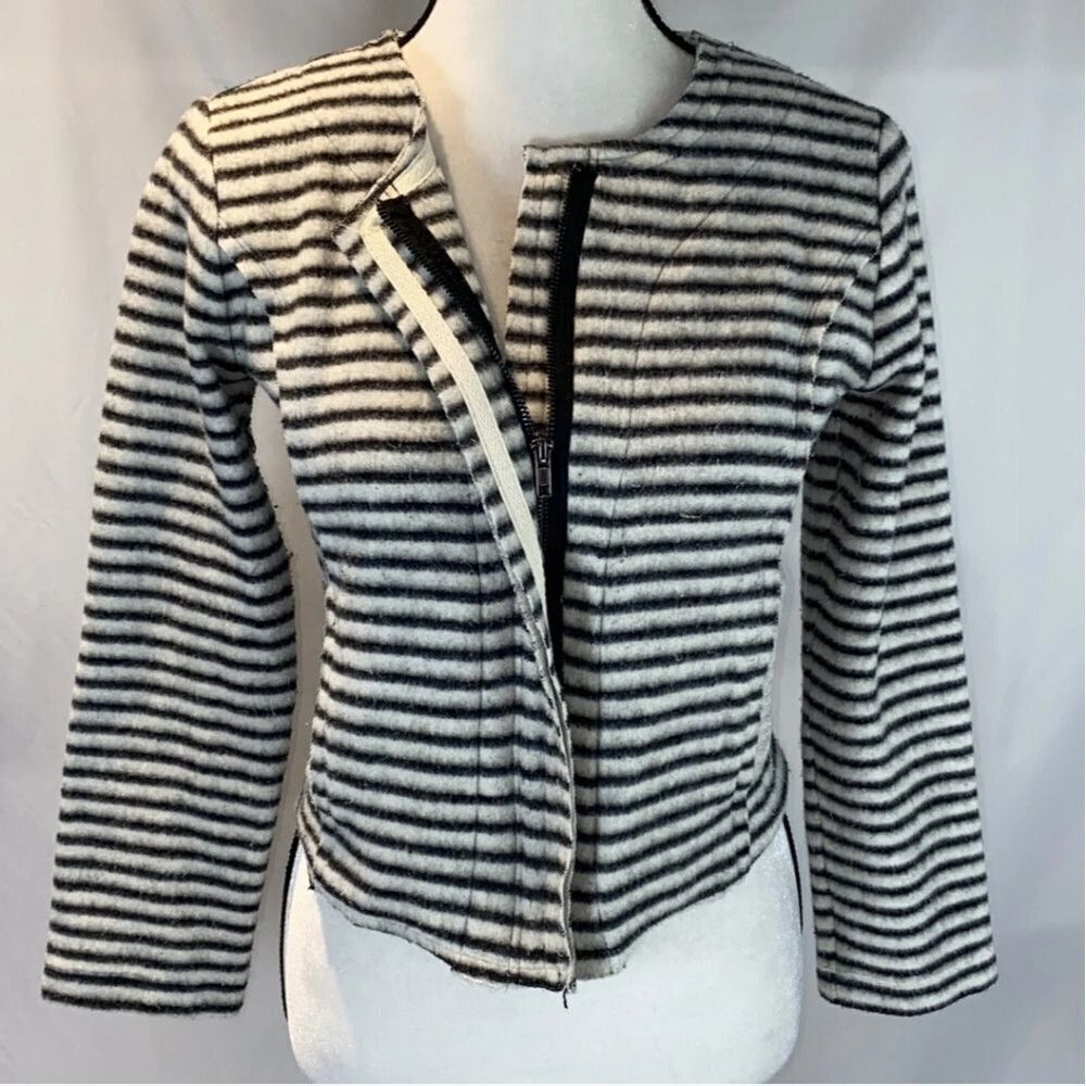 Anthropologie Dolan Knit Jacket small cardigan west Coast moto black stripe top